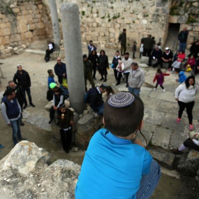 Israeli Jewish settlers celebrating the Jewish holiday of Passover