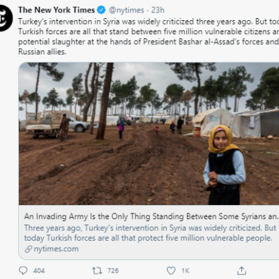 The New York Times Turkey only int'l force protecting 5M Syrians